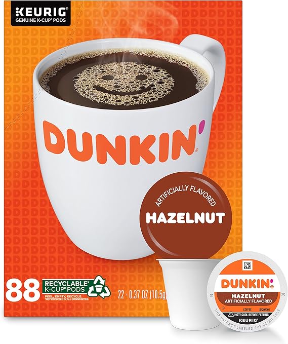 Dunkin' Hazelnut Flavored Coffee, 88 Keurig K-Cup Pods