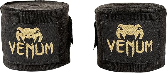 Venum Kontact Boxing Hand Wraps - Black/Gold, 180 in