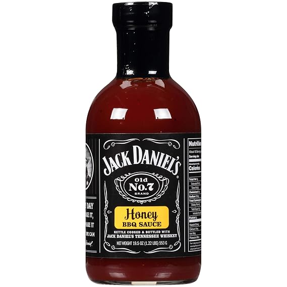 Jack Daniel's Old No. 7 Honey BBQ Sauce Authentic Small Batch Jack Daniels BBQ Sauce Preservative Free 19.5 oz