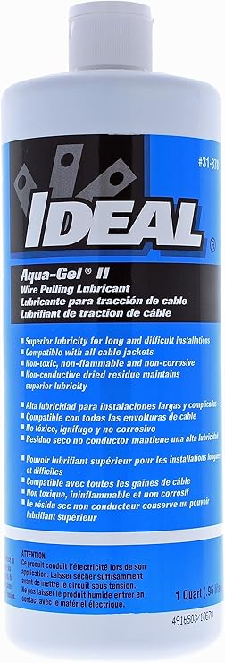 Ideal Electrical 31-378 Aqua-Gel II Electrical Pulling Lubricant - 1-Quart Squeeze Bottle, Blue, 32 Fl Oz (Pack of 1)