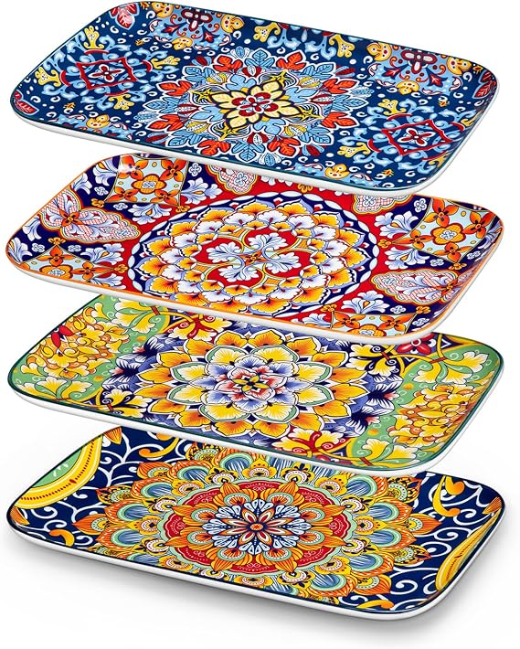 vancasso Serving Platters Set of 4, 12" x 7.4" Inch Rectangular Trays Large