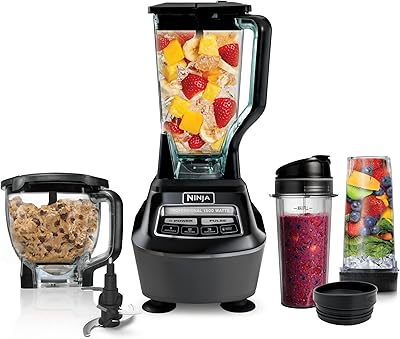 Ninja Kitchen System | 8-Cup Food Processor Bowl & 72 oz. Blender All-in-One | With 2 16 oz. To-Go Cups | For Smoothies, Ice Crushing, Dough & More | 1500 Watt | Black | BL770