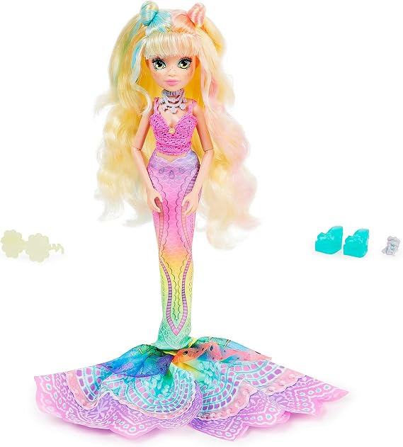MERMAID HIGH, Spring Break Finly Mermaid Doll & Accessories with Removable Tail and Color Change Hair Streaks, Kids Toys for Girls Ages 4 and up