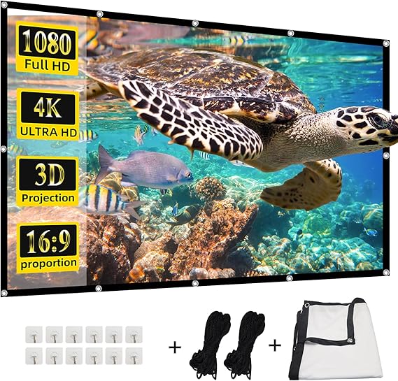 Projektör Ekranı, HUANYINGBJB 4K 16:9 HD Arka Ön Projektör Ekranı Katlanabilir Projeksiyon Ekranı Çift Taraflı Taşınabilir Dış Mekan İç Mekan Projektör Ekranları Sinema Ev Sineması için (120)