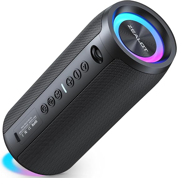 ZEALOT Portable Bluetooth Speaker, 60W Max Loud IPX6 Waterproof, TWS Pairing, 20Hrs of Playtime, Wireless, Big Sound and Deep Bass, for Home/Party/Outdoor/Beach, Birthday Gifts for Men Women