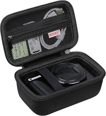 BOVKE Camera Case for Canon PowerShot SX740  SX730  G7 X Mark III  G7X Mark II  V1 Digital Camera, Hard Protective Holder Travel Storage Bag, Mesh Pocket fits Cable, Batteries, SD Card, Black
