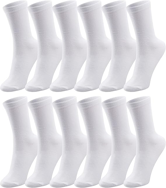 Duufin 12 Pairs Women's Crew Socks Mid Calf Lightweight Casual Gym Workout Plain Socks for Women
