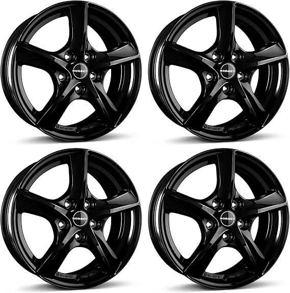4x Borbet alloy rims TL 5.5x15 ET46 5x112 black glossy compatible with Mini Cabrio Clubman Cooper One