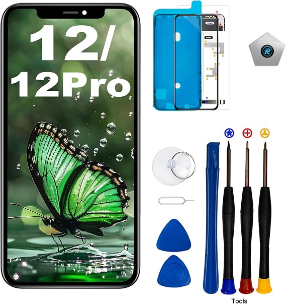 for iPhone 12/12 Pro LCD Screen Replacement 6.1 inch Display digitizer Assembly Touch Screen,with Frame Assembly Repair Tool
