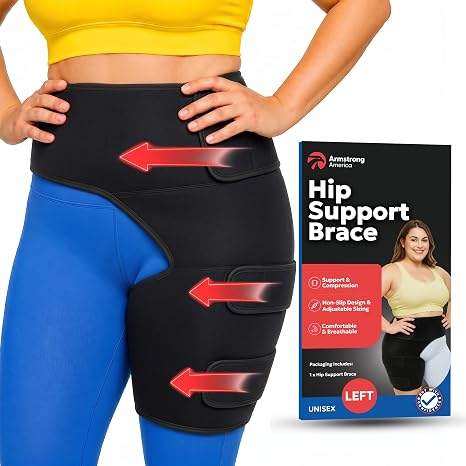 Plus Size Hip Brace Thigh Compression Sleeve | Sciatica Pain Relief Device Brace | Hamstring & Groin Compression Sleeve Wrap | Sciatic Nerve Relief | Hip Support Braces for Women & Men | LG / LEFT