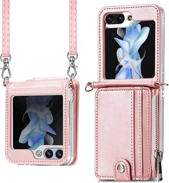 Galaxy Z Flip6 Case, Galaxy Z Flip6 SC-54E Case, Samsung Galaxy Z Flip6 Cover, Pokaas Smartphone Case, Folding Type, Shoulder Strap, Shoulder Strap, Crossbody Hanging, Back Card Storage, Coin Purse,