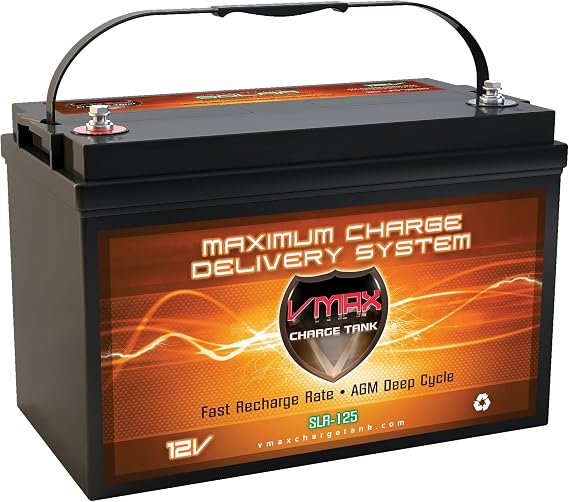 Vmaxtanks VMAXSLR125 AGM Sealed deep Cycle 12V 125AH Battery for Use with Apllo 1500 1550 gate openers and Other Swing Slide Barrier Overhead Gates (12 Volt 125Ah Group 31 AGM Solar Battery)