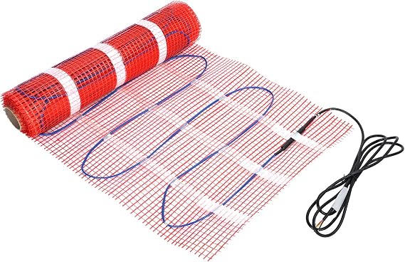 Floor Heating Mat with Digital Programmable Thermostat, 5-35 Degree Celsius Floor Heated Warm System, Four Temperature Control Modes Uniform Heating Underfloor Heating Mat (Red)