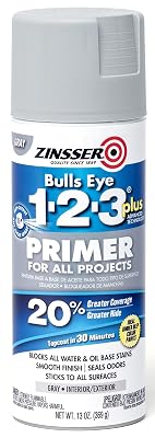 Rust-Oleum 290971 White Zinsser Bulls Eye 1-2-3 Primer, 13 oz. Aerosol Spray Can Pack of 6