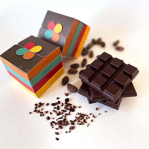 Nibble Chocolate Four Bar Flight Gift 72% | 4 bars pack | Certified Organic | Vegan | 2 Ingredients | Gluten & Soy Free |