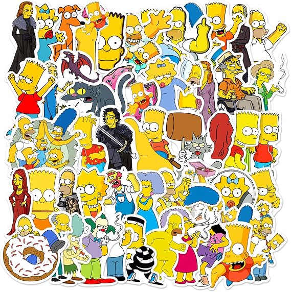 50pcs The Simpsons Stickers for Kids Teens Girls Adult, Waterproof Vinyl Movie Decal for Water Bottle Skateboard Guitar Travel Case Bike Laptop,Car Bumper,Luggage,Phone (o)