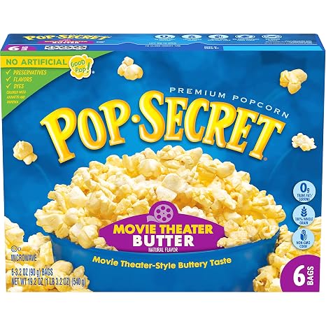 Pop Secret Microwave Popcorn, Movie Theater Butter Flavor, 3.2 Oz Sharing Bags, 6 Ct