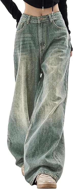 EMMIOL Jeans for Women Wide Leg Baggy Jeans | High Waist Y2K Casual Loose Boyfriends Trousers Vintage Streetwear