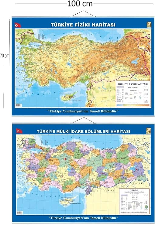 Gülpaş 70x100 cm Türkiye Political-Physical Slat Map