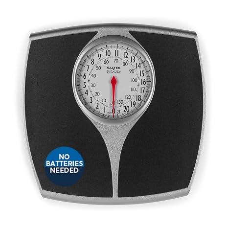 Salter Speedo Mechanical Bathroom Scales - Fast, Accurate and Reliable Weighing, Easy to Read Analogue Dial, Sturdy Metal Platform, High Capacity kg and st, No ButtonsBatteries, Hassle Free