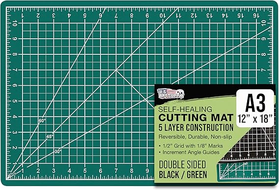 U.S. Art Supply 12"x18" Self-Healing Cutting Mat 5-Ply 2 Pack Green/Black