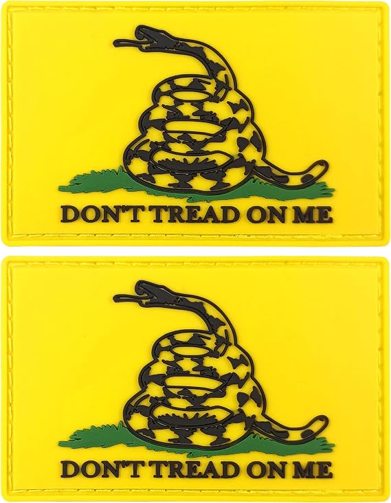 JBCD Dont Tread On Me Flag Patch Gadsden Tactical Patch - PVC Rubber Hook and Loop Fastener Patch, 2 Pack