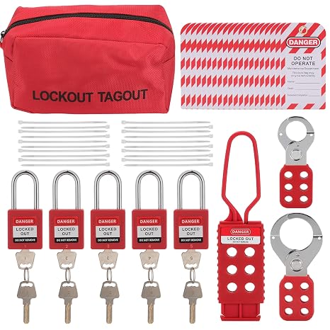 Lockout Tagout Kit Electrical Loto 48PCS OSHA Compliant Safety Kit | Padlocks, Hasps, Zip Ties, Tags & Storage Bag for Industrial/Electrical Equipment