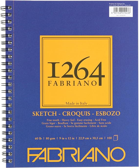 Fabriano 1264 Sketch Pad, 9 x 12, Light Cream