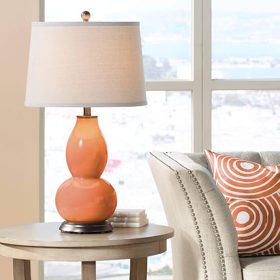 Double Gourd 28 3/4" Tall Table Lamp Celosia Orange Glass Bronze Brown