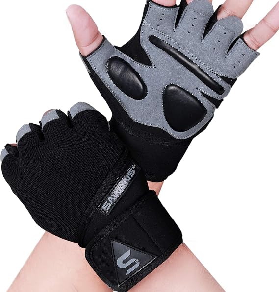 SAWANS Gym Gloves Training Weight lifting Gloves for Men Women Wrist Support Padded Extra Grip Palm Protection Exercise Fitness Workout Gloves Cycling,Hanging,Pull ups,Breathable