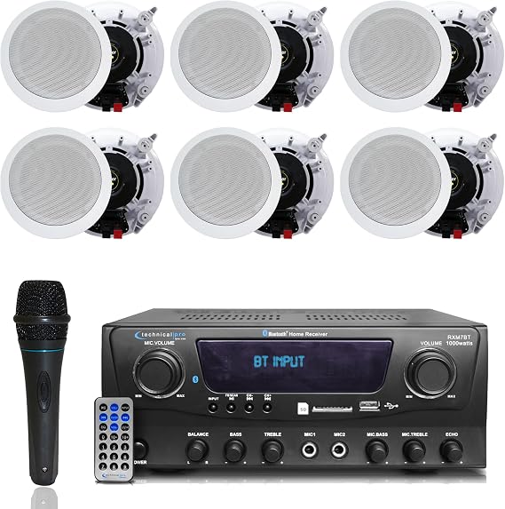 1000 Watts 2 Room Bluetooth Home Amplifier and Receiver w USB and SD Reader
