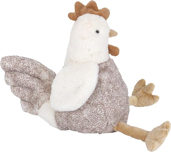 MON AMI Hester French Hen 15-Inch Stuffed Chicken Toy, Soft Farm Plush