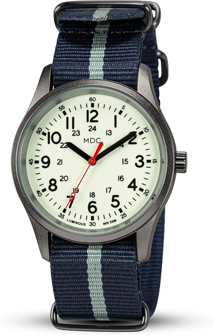 Infantry Mens Military Field Watch, Glow in the Dark Luminous, Nylon Band