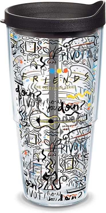 Tervis Friends Pattern Made in USA Double Walled Insulated Tumbler Travel Cup Keeps Drinks Cold & Hot, 24oz, Classic