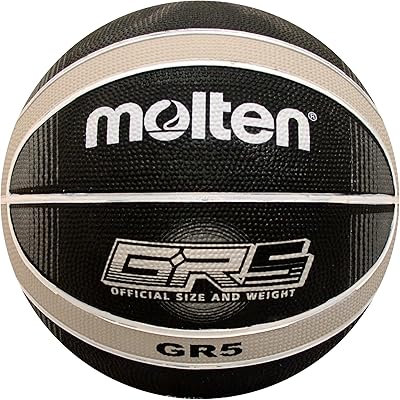 Molten Premium 12 Panel Design Rubber Basketball, BlackSilver, Size 5