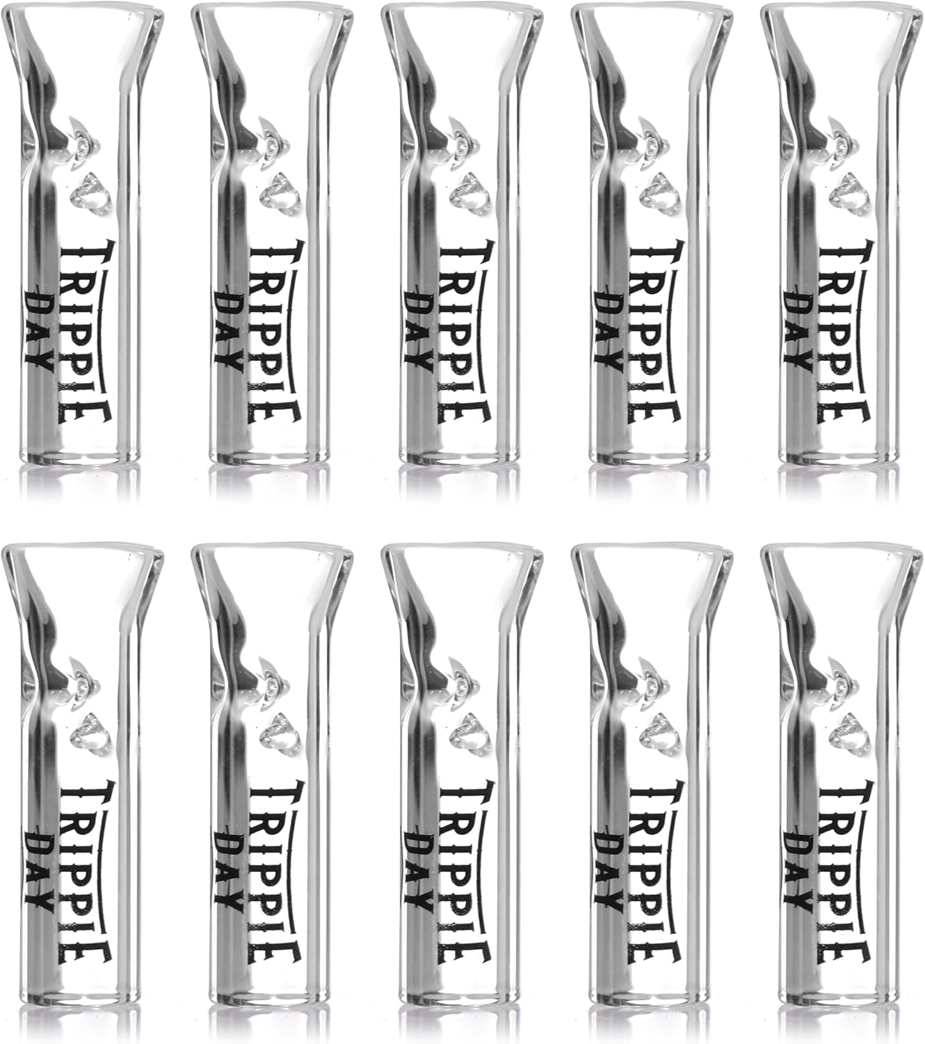 Trippie Day Glass Filter Tips – 10 Pack | 9x35mm Clear Glass Tips for Joints and Cones | Smooth Draw, Durable &amp; Easy to Clean | Eco-Friendly Smoking Accessories