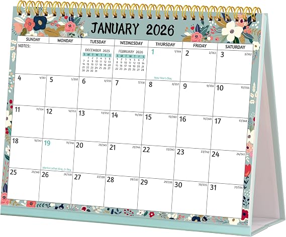 2026 Desk Calendar - Standing Flip 2026 Desktop Calendar, 10" x 8", Jan 2026 - Dec 2026, Large Calendar 2026 with Notes, To-dos, Yearly Overview, Thick Paper, Great for Easy Planning
