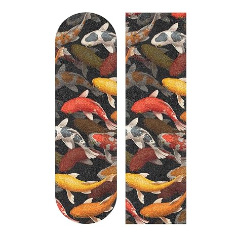 Kigai 3D Koi Fish Skateboard Grip Tape Deck Sandpaper for Rollerboard 10" x 44"