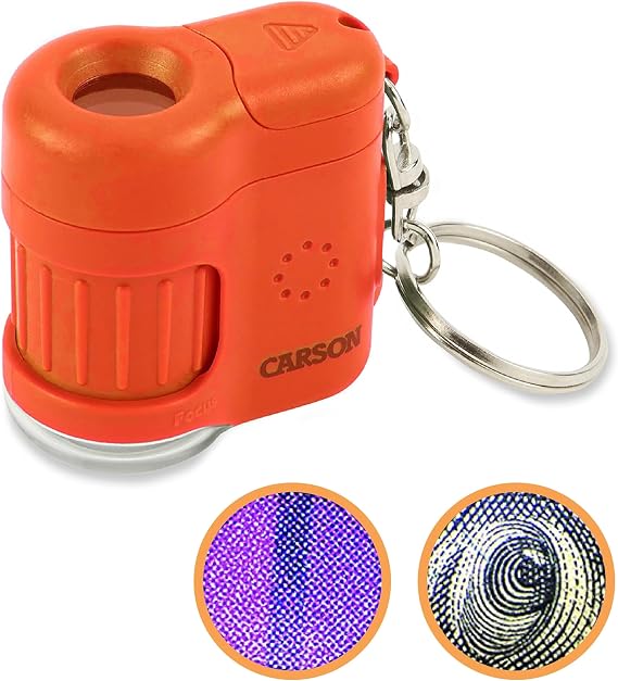 Carson MM-280O MicroMini™ Pocket Microscope Keychain, Orange