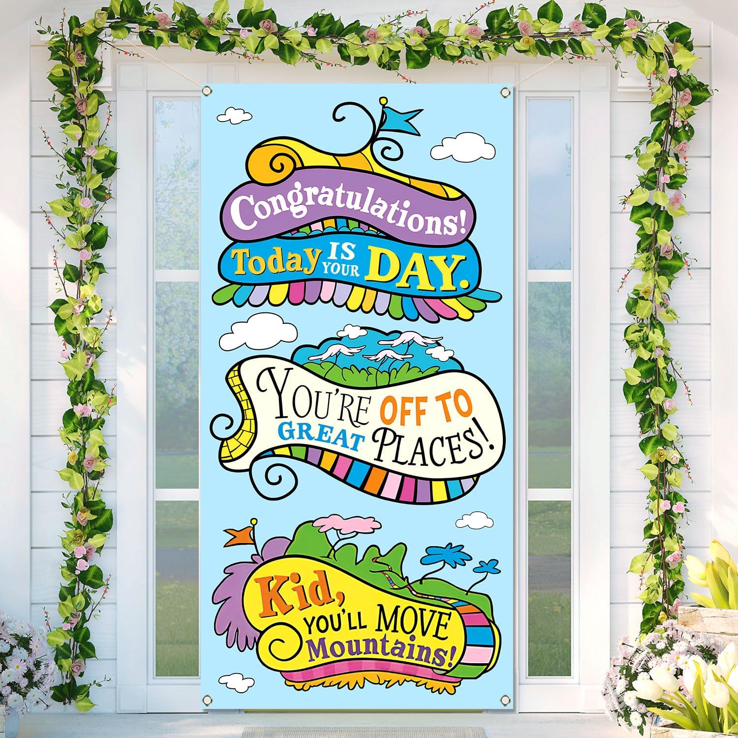 Oh The Places Youll Go Door Cover Graduation Travel Theme Party Decor Front Door Porch Banner Photography Decoration