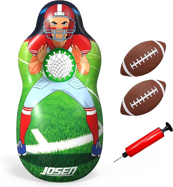 Inflatable Football Target Net Toss Game, Double-Sided Football Target with Inflatable Footballs, Manual Pump, Perfect for Party Sports Toy for Kids & Teens