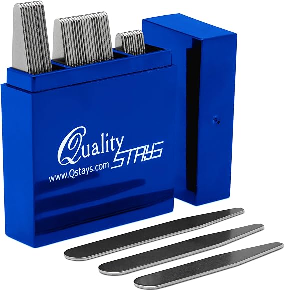 Quality Stays 40 Metal Collar Stays for Men Stainless Steel Dress Shirt Collar Inserts in 3 Sizes