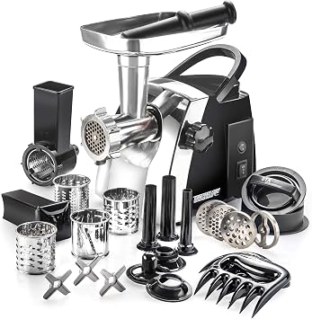 STX International Turboforce Cadet 2000 Series Electric Meat Grinder | 6-in-1 Powerful Home Use | Slicer/Shredder/Grater | Sausage Stuffer | Kubbe Maker | 4 Grinding Plates & More Included