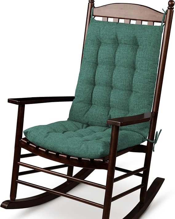 ELFJOY Rocking Chair Cushions High Back and Seat Cushion Linen Green
