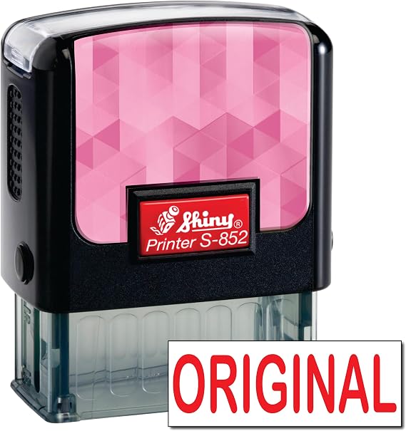 Shiny Original Stamp Self Inking Rubber Stamp, 1/2" by 1-1/2" Impression Area, Red Ink, Refillable