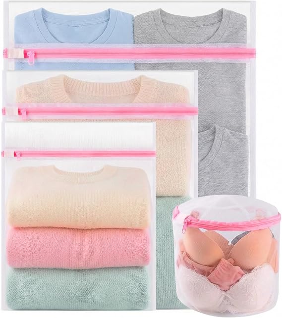 4PCS Mesh Laundry Bag, Reusable Durable Delicates Laundry Bag for Washing Machine, Mesh Laundry Bags for Blouse, Hosiery, Underwear, Bra, Lingerie and Baby Clothes, Laundry Bags Organizer [Energy Class A+]