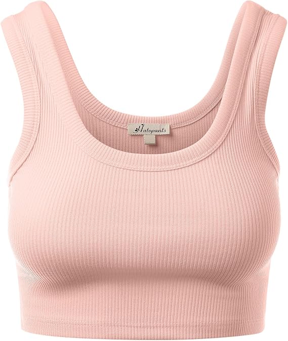 Women's Sleeveless Scoop Neck Rib Knit Cami Crop Tank Top Basic Sweater