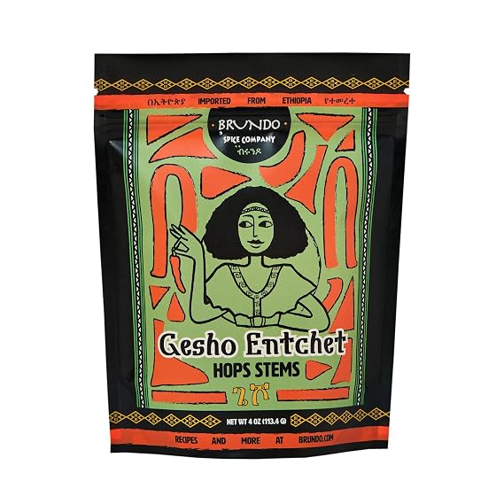 Brundo Spices Gesho Enchet Authentic Ethiopian Aroma Hops Stems Hand Picked and Processed Harvested in and Imported from Ethiopia All Natural No Preservatives 2 oz