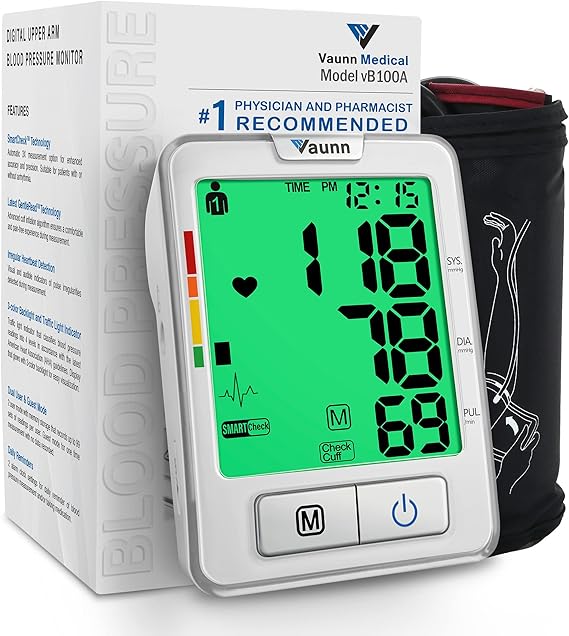 Vaunn Medical Automatic Upper Arm Blood Pressure Monitor, Medium Arm Cuff 8.7" - 16.5"