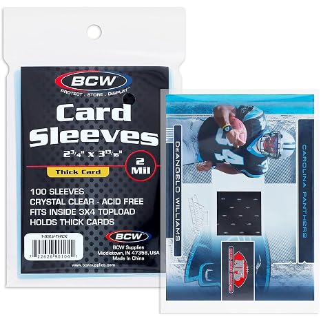 BCW Thick Trading Card Sleeves for Cards up to 240 Pt, Clear, 100 Count